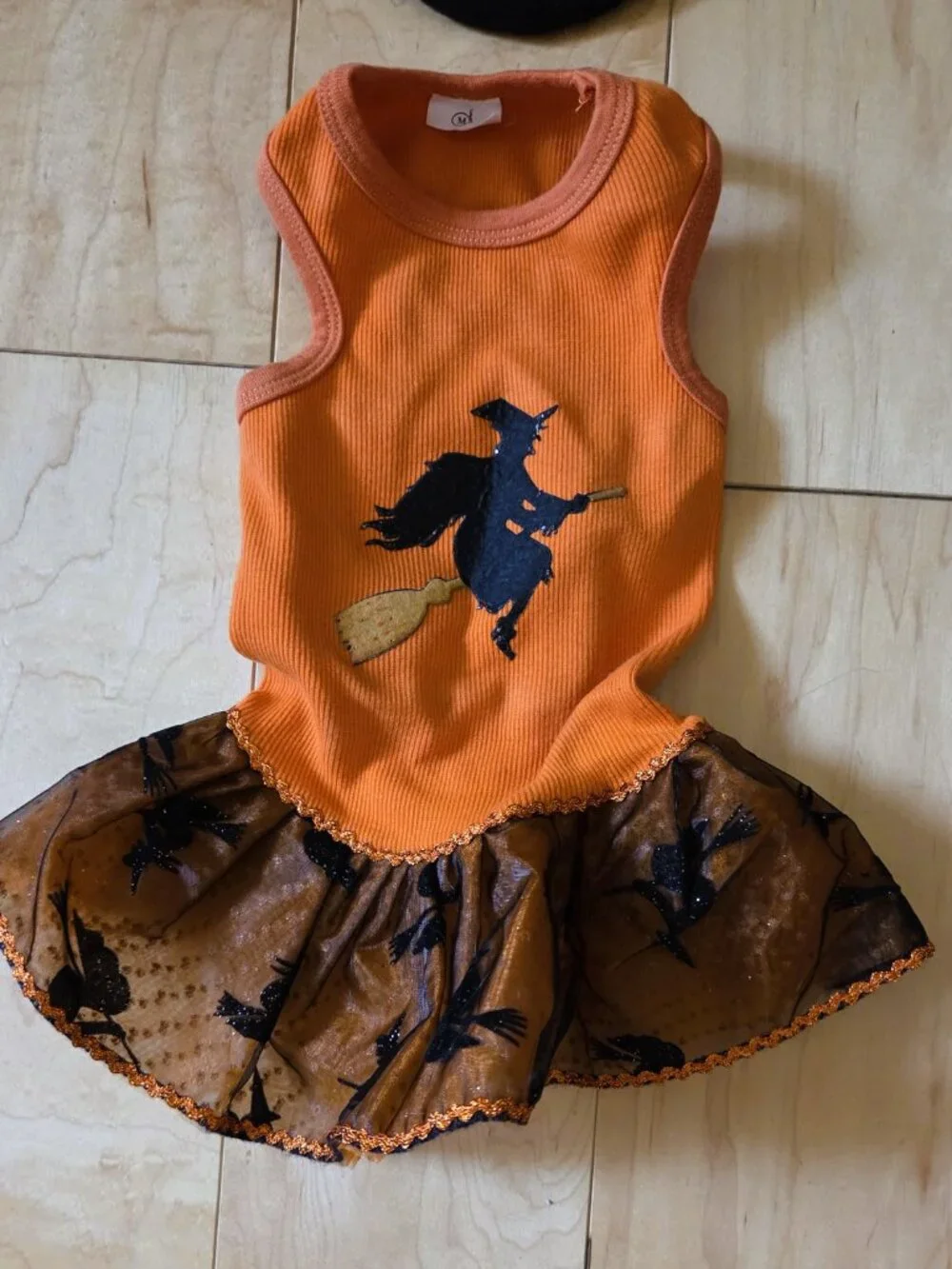 Cat Halloween Costume Dress with a Hat and Artificial Silver Lushes